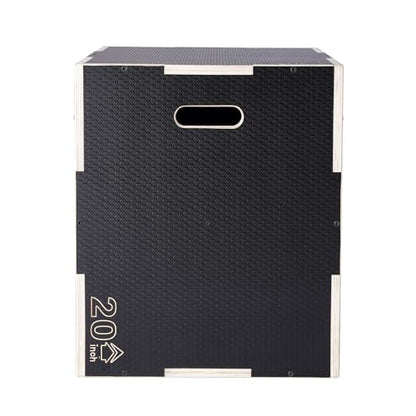 VEVOR 3 in 1 Plyometric Jump Box, Easy-to-Assemble Wood Plyo Box for Jumping Trainers, Home Gym Training and Conditioning