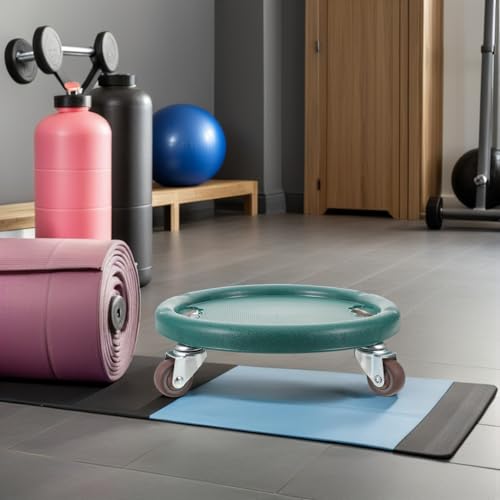 Ab Roller Wheel and Balance Rotating Disc for Core Training, Multi-function Silent Abdominal Exercise Equipment with Four Wheels, Green Abs Workout Sliders for Home Fitness