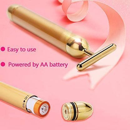 Face Massager Roller Golden 3D Roller Electric Facial Roller and T Shape Facial Roller Massager Kit Face Rollers