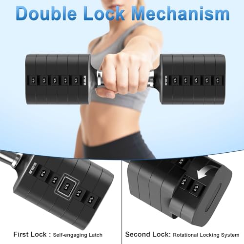 Hezeyferg 30.8LB Adjustable Dumbbell Set, Each Adjustable Weight Dumbbell with 6 Levels 4.4/6.6/8.8/11/13.2/15.4lb, Hand Weights Set for Men/Women Home Gym Exercise Workout - color: Black