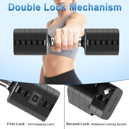 Hezeyferg 30.8LB Adjustable Dumbbell Set, Each Adjustable Weight Dumbbell with 6 Levels 4.4/6.6/8.8/11/13.2/15.4lb, Hand Weights Set for Men/Women Home Gym Exercise Workout - color: Black
