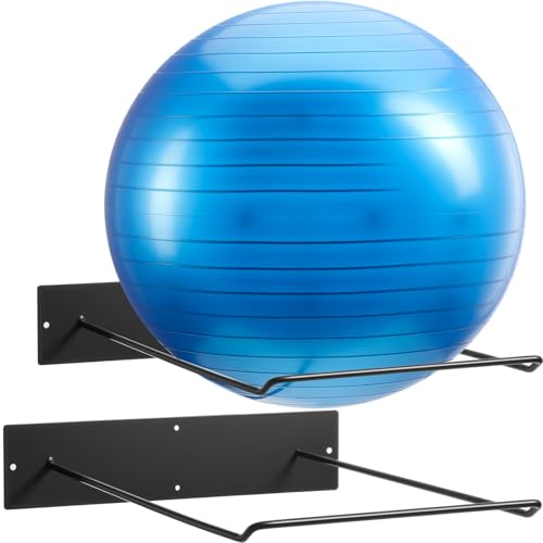 Threan Metal Medicine Ball Rack Wall Mounted 16.6'' Large Yoga Storage Ball Rack Thickened Black Sport Exercise Equipment Holder for Home Gyms Studios Space