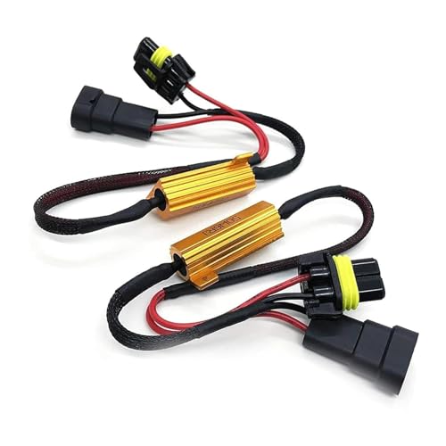 2 PCS Car 9005/9006 LED Light Bulb Decoder Kit, 50W 6Ohm Anti Flicker Error Decoder, Fog Light Bulb Load Relay Harness Adapter, for 9005/9006 LED Bulb Assemblies (Black)