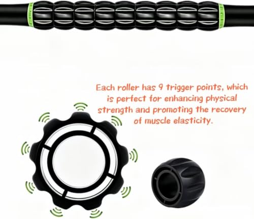 Muscle Roller Stick - A Full-Body Massage Roller that Can Relieve Muscle Soreness, Cramps and Tension After Exercise. It is a Handheld Physical Therapy and Recovery Tool (Green and Black) - color: Green Black