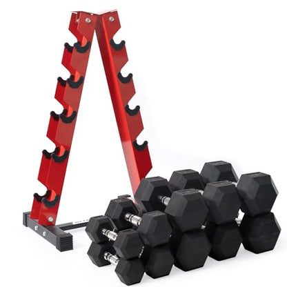 RitFit 5-780LBS Rubber Coated Hex Dumbbell Weight Set with Rack and Adjustable Weight Bench for Home Gym, Strength Training, Workouts