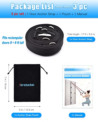 Door Anchor Strap for Resistance Bands Exercises, Multi Point Anchor Gym Attachment for Home Fitness, Portable Door Band Resistance Workout Equipment, Easy to Install, Punch-Free, Nail-Free