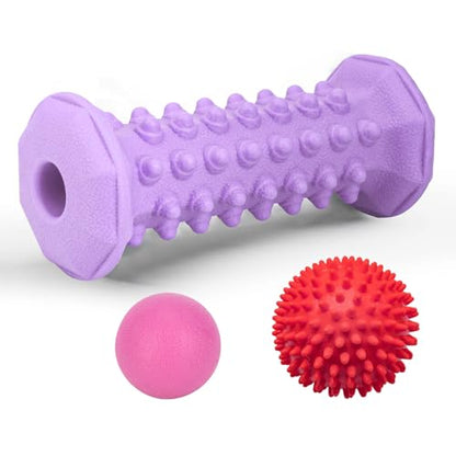 Plantar Fasciitis Relief Purple Set,Foot Roller Massager,Massage Lacrosse Ball,Spiky Ball Therapy Set for Relieve Plantar Fasciitis,Foot Arch and Heel Pain,Deep Tissue Muscle Massage