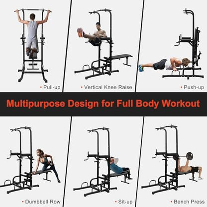 Power Tower Pull Up Bar, Assisted Pull Up Machine, Foldable Pull Up Bar and Dip Station, Portable Leg Lift Machine, Door Pullup Bar, Outdoor Indoor Chin Up Stand for Home Gym, Doorway Workout Equipment