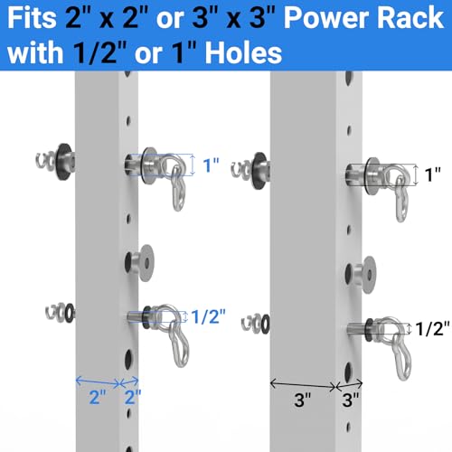 Heavy-Duty Power Rack Attachments, Quick-Install Home Gym Accessories for 2x2, 2x3 & 3x3 Power Racks, Fits 1/2" & 1" Holes - color: Step Plates for Power Cages