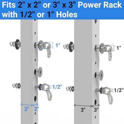 Heavy-Duty Power Rack Attachments, Quick-Install Home Gym Accessories for 2x2, 2x3 & 3x3 Power Racks, Fits 1/2" & 1" Holes - color: Step Plates for Power Cages