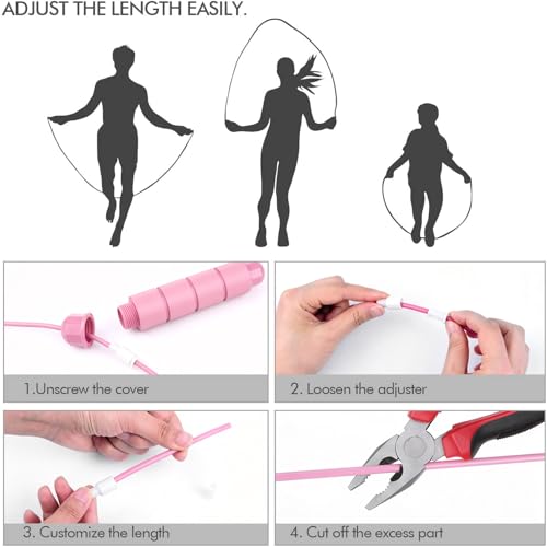 Jump Rope, Tangle-Free Rapid Speed Jumping Rope Cable with Ball Bearings for Women, Men, and Kids, Adjustable Steel Jump Rope with Foam Handles for Home Gym Exercise Fitness Workout Equipment & Slim Body - color: Bubblegum