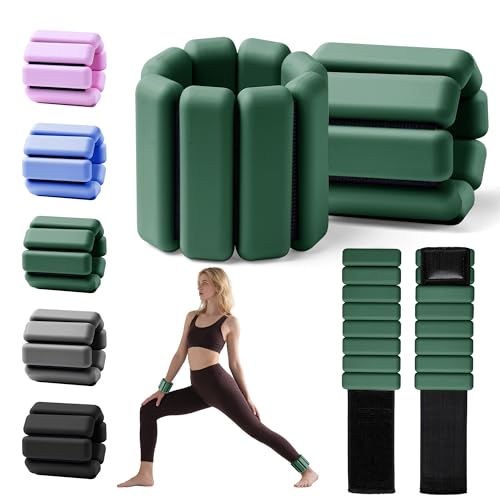Weighted Bangles for Wrist and Ankle Weights for Women 1LB Each (Set of 2) | Workout Weights for Yoga, Pilates & Walking | Leg & Arm Weights Men GREEN