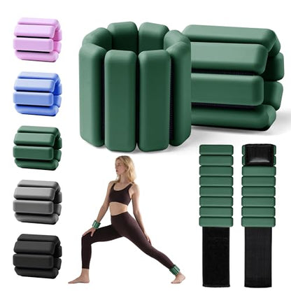 Weighted Bangles for Wrist and Ankle Weights for Women 1LB Each (Set of 2) | Workout Weights for Yoga, Pilates & Walking | Leg & Arm Weights Men GREEN