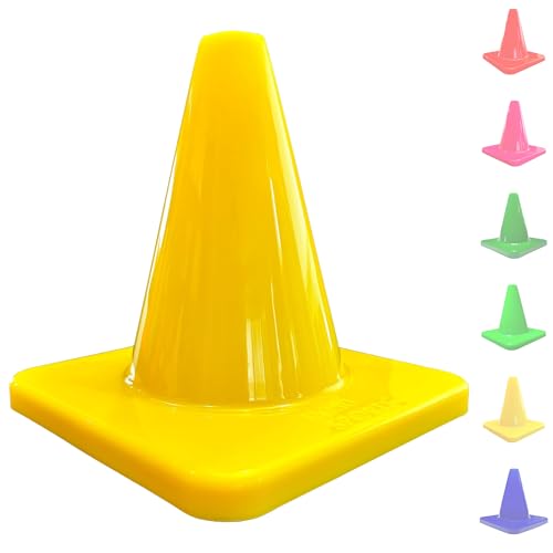 LVL10 Pro Training Cones - 6" Soccer Training Cones for Sports - for Basketball, Football, Basketball and Agility Drills - Soccer Field Markers that Won't Crack, Slide or Fly - color: Yellow, style: 125 Pack