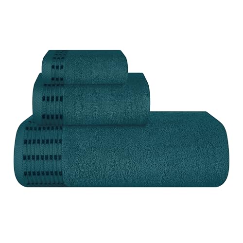 MALLONI HOME Ultra Soft 3 Pack Cotton Towel Set, Contains a Bath Towels 28x55 inch, a Hand Towels 16x24 inch & a Wash Coths 12x12 inch, Ideal Everyday use, Compact & Lightweight - Teal - color: Teal, size: 3 Pack Set