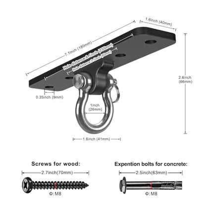 Dolibest Wall Mount Bracket, Ceiling Anchor for Home Suspension Training Kit, Suspension Straps, Gymnastic Rings, Yoga Swing & Hammock, Body Weight Strength Training Systems&Boxing Equipment (2Pcs)