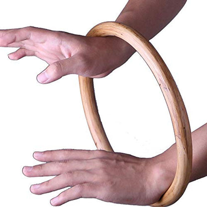 Wing Chun Ring Kung Fu Martial Arts Hand Strength Training Equipment Natural Wood Rattan Stainless Steel Ring for Exercise - color: Rattan 1
