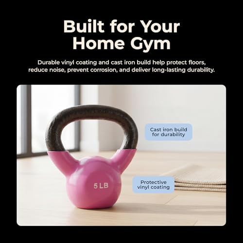 Sunny Health & Fitness Vinyl Coated Kettlebell for Strength Weight Training & Swinging Exercise - In 5, 10, 15, 20, 25 Pound - style: 5 Pound