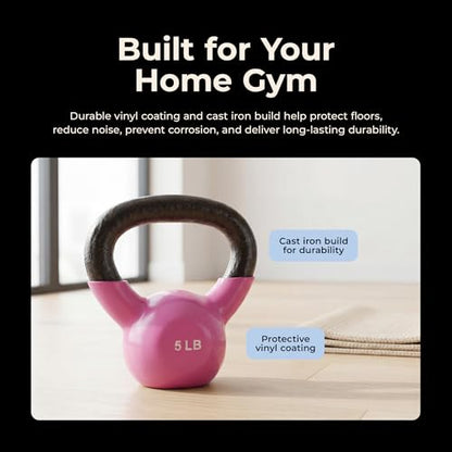 Sunny Health & Fitness Vinyl Coated Kettlebell for Strength Weight Training & Swinging Exercise - In 5, 10, 15, 20, 25 Pound - style: 5 Pound