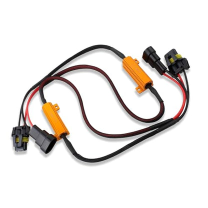 2 PCS LED Load Resistor Kit, 9005/9006 LED Light Bulb Decoder, Anti Flicker Wiring Harness, Universal for Most Cars, Trucks, SUVs (Black)