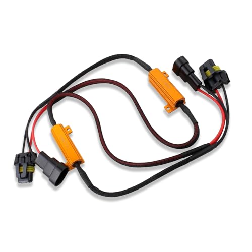 2 PCS LED Load Resistor Kit, 9005/9006 LED Light Bulb Decoder, Anti Flicker Wiring Harness, Universal for Most Cars, Trucks, SUVs (Black)
