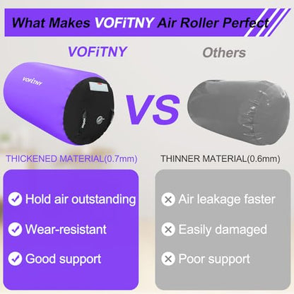 VOFiTNY Gymnastics Air Barrel Tumbling Equipment Back Handspring Trainer - color: Black/Purple No Pump, size: 3.3'L x 2'D