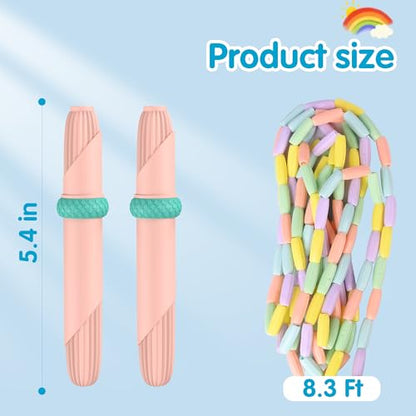 Beaded Jump Rope 1 Pack/2 Pack, ACEONE Segmented Skipping Rope for Kids Adults, Adjustable Tangle-Free Toddler Jumping Rope for Fitness Exercise Training - color: Green+Pink
