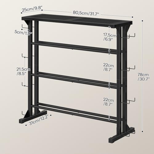 HOOBRO Dumbbell Rack - 4 Tiers Weight Rack for Home Gym, Heavy Duty Weight Storage Racks for Dumbells, Kettlebells, Barbells, Space-Saving Dumbbell Storage Stand Holder with Side Hooks, Black BK87CJ01N1