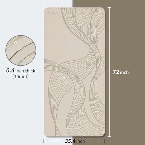 PAIDU Large Yoga Mat-72’x36’x0.4’ Extra Width ＆ Thick,Comfortable,Non-Slip Exercise Mat-Works Great on All Floor for Stretching,Yoga Studio,Gym or Home Workouts