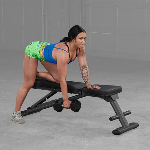 Body-Solid (GFID225B) Adjustable Weight Bench for Full Body Workout, 7-Position Easy Ladder Adjustment, No Assembly Required, with Incline, Decline & Flat Settings, Black
