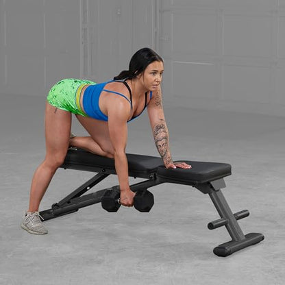 Body-Solid (GFID225B) Adjustable Weight Bench for Full Body Workout, 7-Position Easy Ladder Adjustment, No Assembly Required, with Incline, Decline & Flat Settings, Black