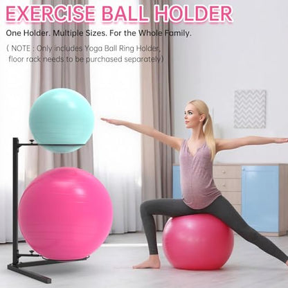 Wall Mount Stability Ball Storage Rack for 26" Large Balls, Adjustable Heavy Duty Exercise Ball Holder for Home Gym, Metal Bracket for Yoga Ball, Swiss Ball, Physio Ball, Medicine Ball