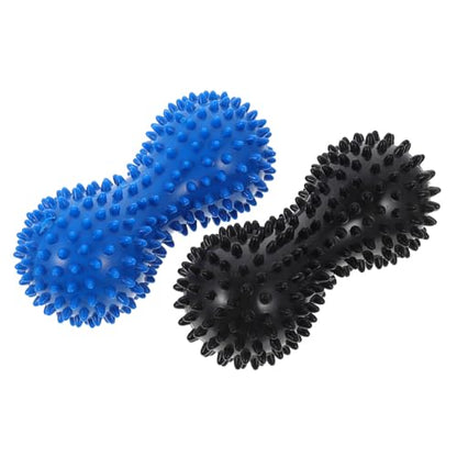 VILLCASE 2-Pack Peanut Massage Ball Roller 5.7"x2.4" PVC Spiky – Deep-Tissue Foot & Back Relief, Plantar Fasciitis Therapy, Yoga, Travel & Office