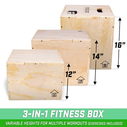 GoSports Fitness 3-in-1 Plyo Jump Box - Small, Standard, or XL - Launch Box Exercises for All Skill Levels - style: Small - 12 Inch x 14 Inch x 16 Inch