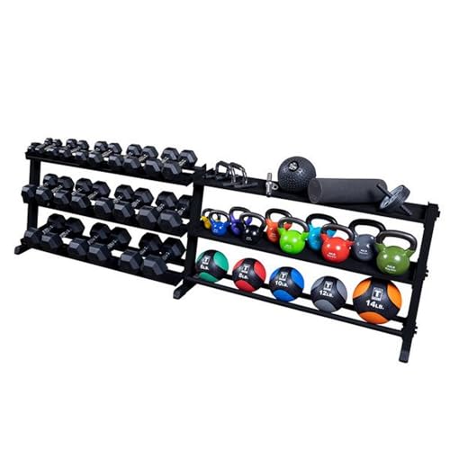 Body-Solid (GDR60B) 2-Tier Dumbbell Rack Stand Only, Heavy-Duty Dumbell Weight Storage Racks for Hand Weights, Home Gym Organizer Can Hold 5-50 lbs. Dumbbells