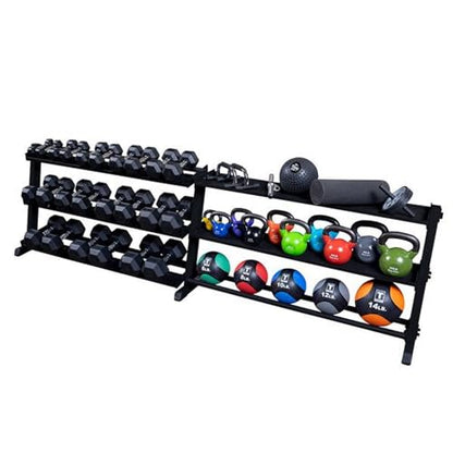 Body-Solid (GDR60B) 2-Tier Dumbbell Rack Stand Only, Heavy-Duty Dumbell Weight Storage Racks for Hand Weights, Home Gym Organizer Can Hold 5-50 lbs. Dumbbells