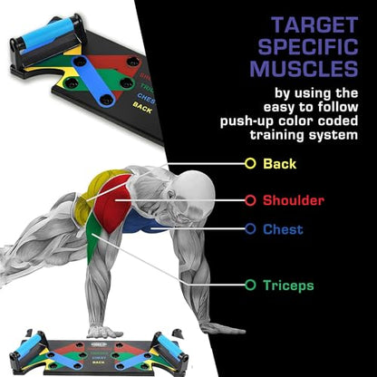 Push Up Board 9-in-1 Multi-Functional Workout Equipment for Home Pushup Board for Men and Women - Strength Training, Chest, and Arm Exercises Burn Fat & Build Muscle