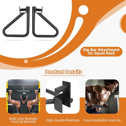 Dual Grip Dip Bars Attachment for 2x2 Power Rack & Squat Rack, Heavy Duty Pair for Pull Ups, Push Ups, Triceps & Chest Workouts, 330LBS Capacity