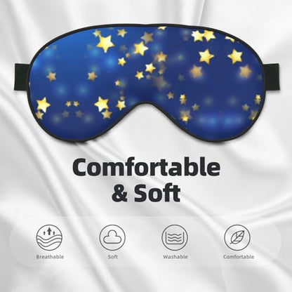 Gold Glamour Stars Sleep Mask Eye Mask with Adjustable Strap Eye Sleep Shade Cover Blocks Light for Women Men Airplane Travel Nap - color: Gold Glamour Stars