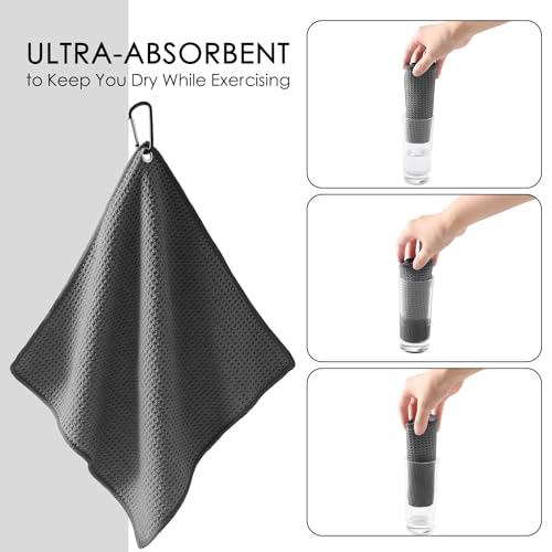 Sweat Absorbing Microfiber Handkerchief,Sport Gym Hankies for Wicking Sweat from Hands, Face, Body 5Pack