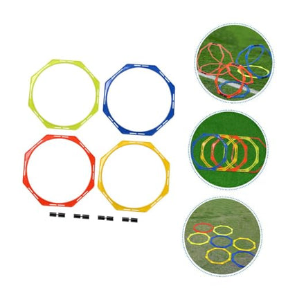 Kisangel Multi-Function Speeds Train Rings and Octangular Agility Circles Set, Portable 36cm Football Training Rings in Yellow, Orange, Blue, and Green for Soccer Speed and Agility Drills