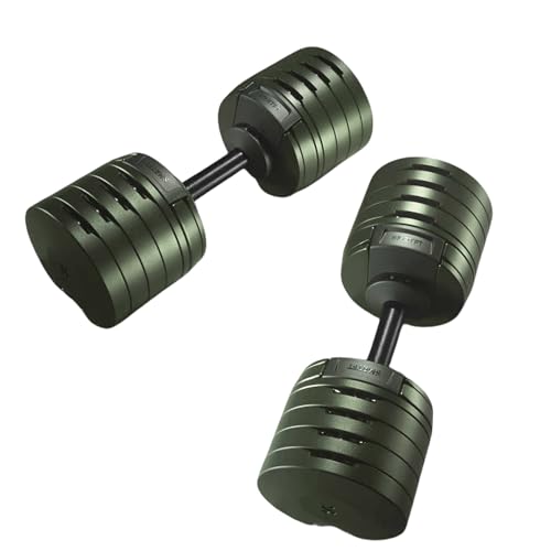 SMRTFT NUOBELL Adjustable Dumbbells 5–100 lb Set | Original NUOBELL | 26 Weights in 1 for Home Gym Strength Training | Steel-Knurled Handle | Space-Saving Dumbbell Set of 2 | 2-Year Warranty - color: Tactical