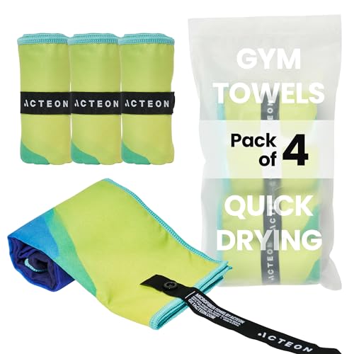 Microfiber Gym Towels 4 Pack, Quick Dry Odor Free Workout Towels for Men and Women, Super Absorbent Sports Sweat Towel for Gym, Yoga, Running, Travel, 16 x 30.5 Inch - color: Aurora