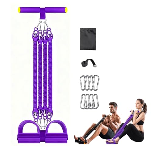 Multifunction Tension Rope Set,Upgraded Smart Stirrup Puller Adjust Sit Up Bar-Pedal Puller Tensioner Workout Bands Resistance with Abdomen/Waist/Leg/Hips/Chest/Back