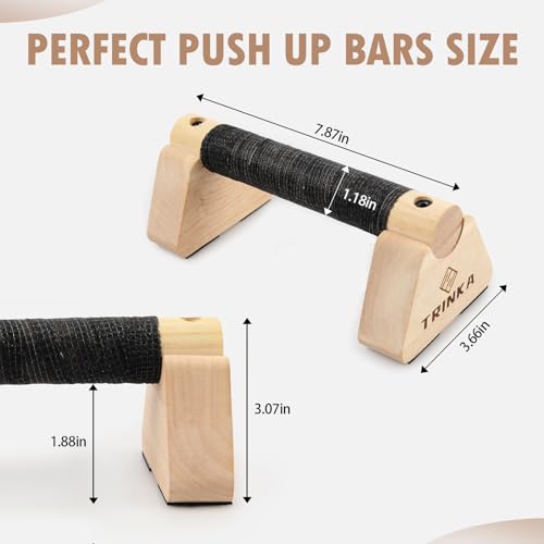 Wooden Parallettes Push Up Bars, 2 PCS Wood Calisthenics Bars with Non-Slip Base, Pushup Handles for Floor Home Fitness, Workout Equipment for Men and Women Strength Training - size: 20cm