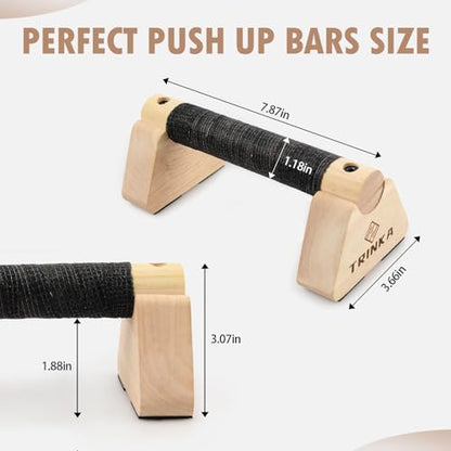 Wooden Parallettes Push Up Bars, 2 PCS Wood Calisthenics Bars with Non-Slip Base, Pushup Handles for Floor Home Fitness, Workout Equipment for Men and Women Strength Training - size: 20cm