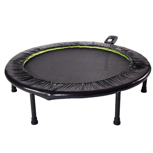 Stamina 36" Foldable Mini Trampoline Rebounder for Adults with Smart Workout App, Black - Portable Fitness Equipment for Home Gym, Cardio and Jumping Training Exercise - color: 36-Black