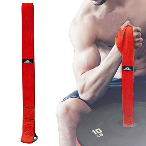 Arm Wrestling Training Loading Strap for Barbells, Arm Finger Wrist Exerciser Strengthener, Forearm Muscle Strength Workouts Tools Suitable for Home and Gym Training - color: red