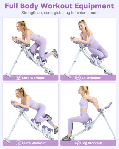 Ab Machine, Ab Workout Equipment, Adjustable Ab Trainer Machine for Abs Workout at Home Gym, Foldable, Knee Protection, Abdominal Trainer for Stomach Workout