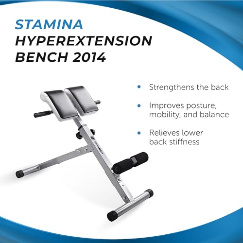 Stamina Hyperextension Bench 2014 - Adjustable and Foldable Exercise Bench Roman Chair with Smart Workout App - Up to 250 lbs Weight Capacity | Adjustable and Foldable Exercise Bench Roman Chair with Smart Workout App; Up to 250 lbs Weight Capacity